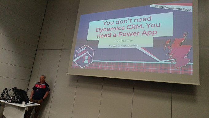 Nick Doelman presenting about CRM and Power Platform 
