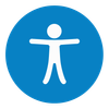 Figure of a person on blue background - Accessibility icon