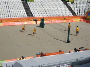 volunteers playing beach volley