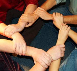 Linked hands