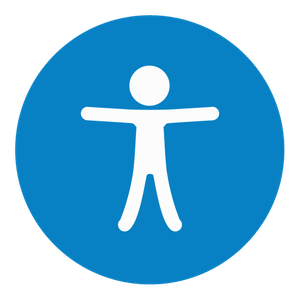 Figure of a person on blue background - Accessibility icon